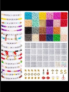 New Alphabet & Assorted Color Bead Kit with Charms
